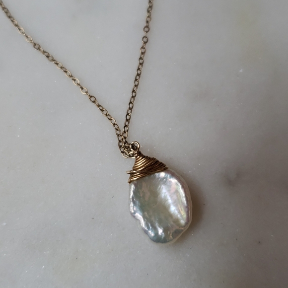 Natural pearl necklace with 20" chain - Picture 8 of 8